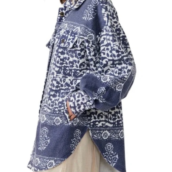 Free People Printed Ruby Jacket Navy Combo - Picture 3 of 3